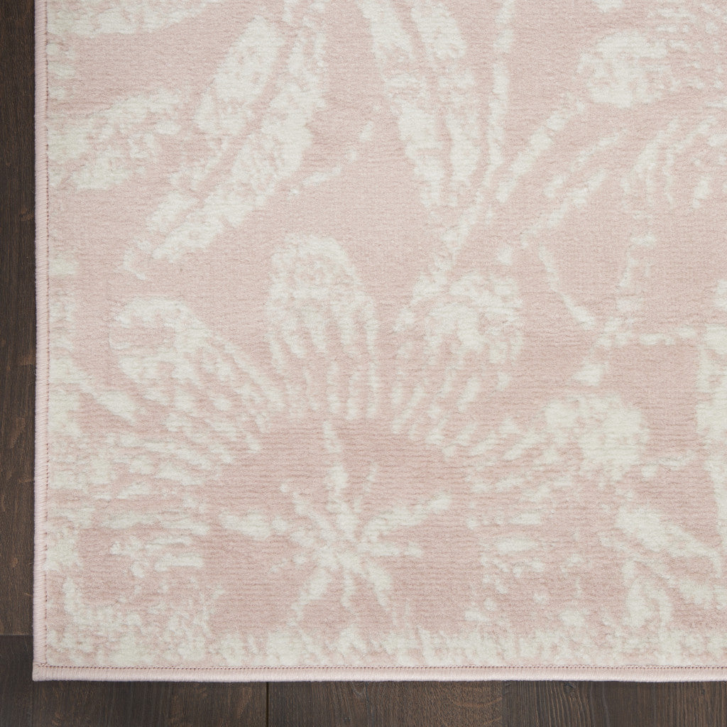 2' X 3' Pink and Ivory Floral Distressed Area Rug-7
