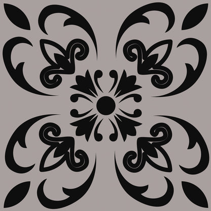 12" X 12" Black and White Orchid Peel and Stick Removable Tiles-7