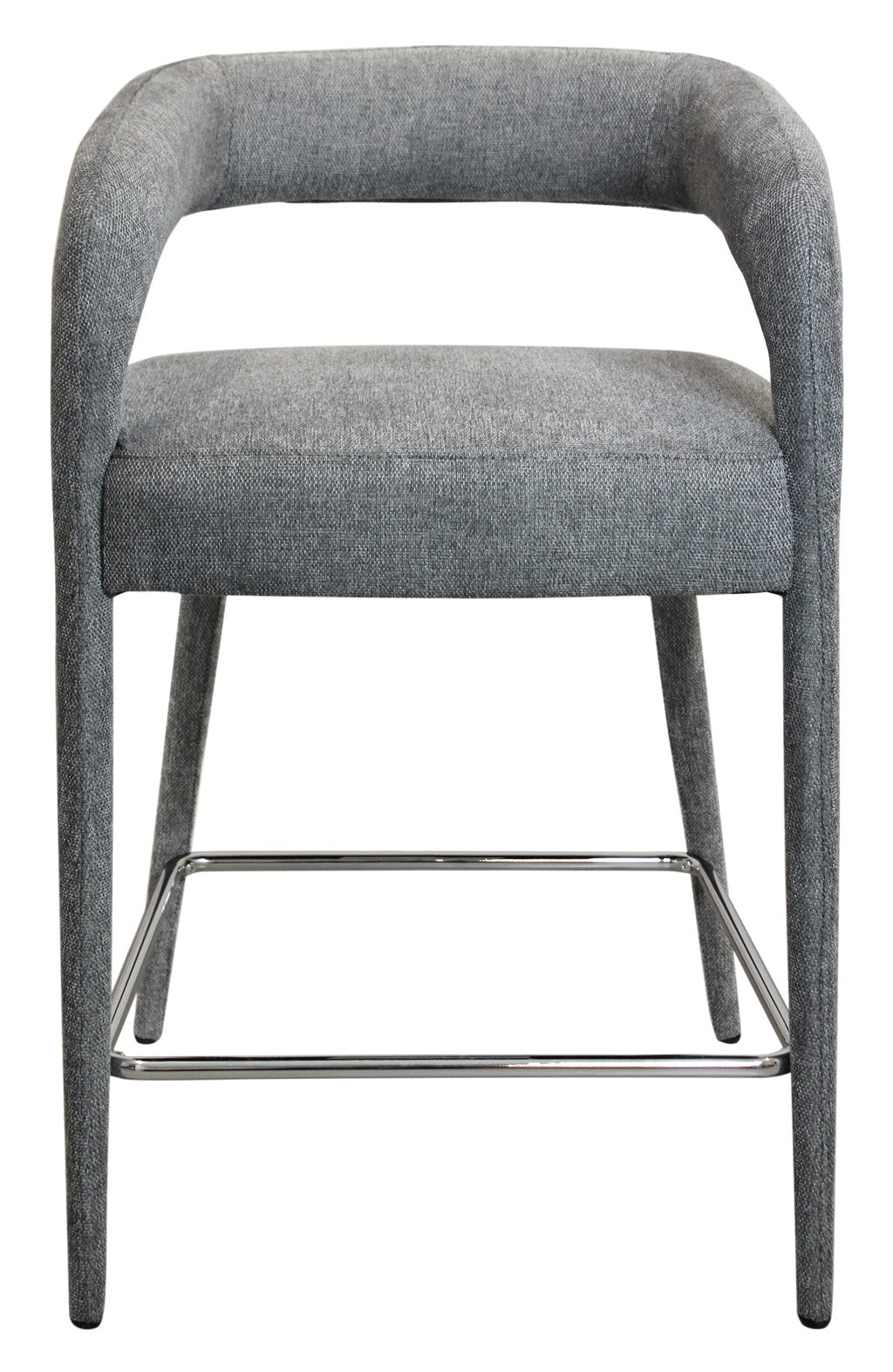 25" Gray Metal and Fabric Low Back Counter Height Bar Chair-2