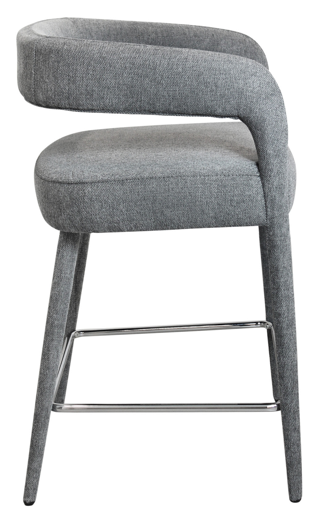 25" Gray Metal and Fabric Low Back Counter Height Bar Chair-3