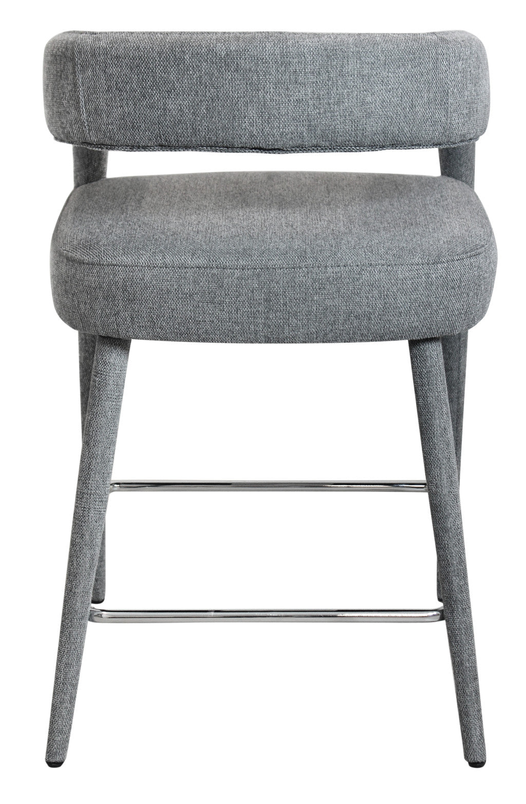 25" Gray Metal and Fabric Low Back Counter Height Bar Chair-4