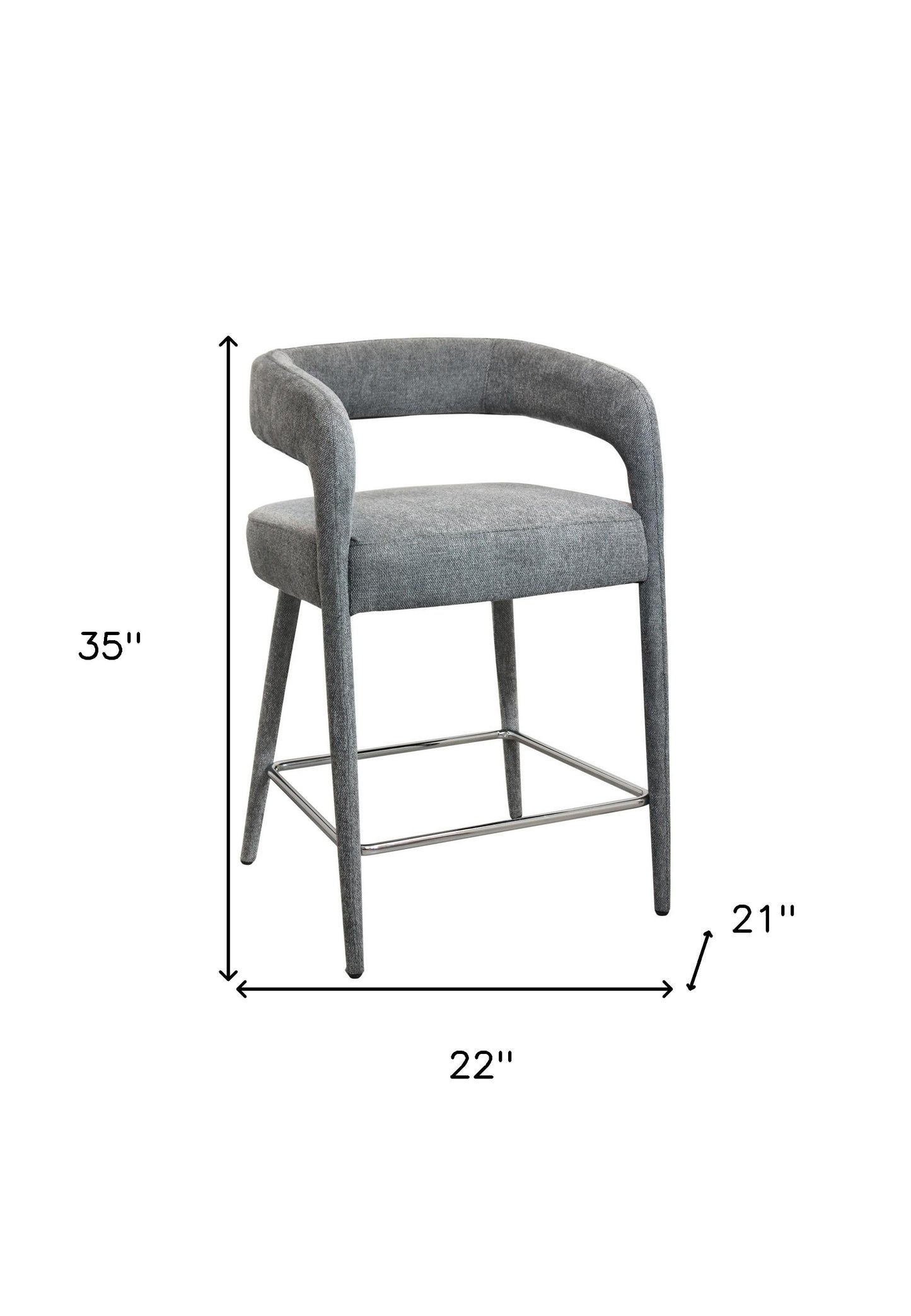 25" Gray Metal and Fabric Low Back Counter Height Bar Chair-8