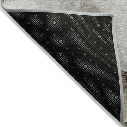 8' Round Brown Round Abstract Washable Non Skid Indoor Outdoor Area Rug-5