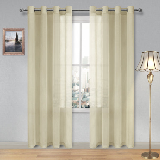 Custom Curtains: Faux Linen Sheer Curtains, Set of 2 Panels-0