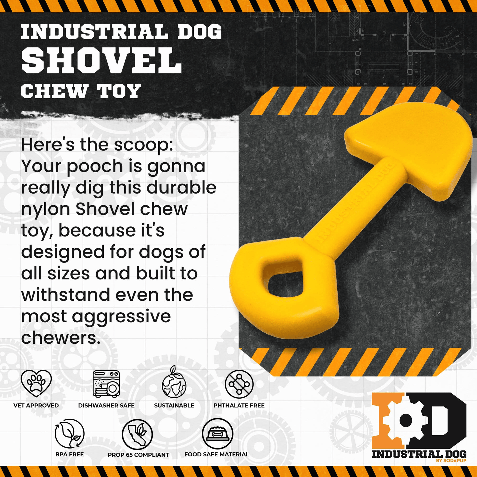ID Shovel Ultra-Durable Nylon Chew Toy for Aggressive Chewers-3