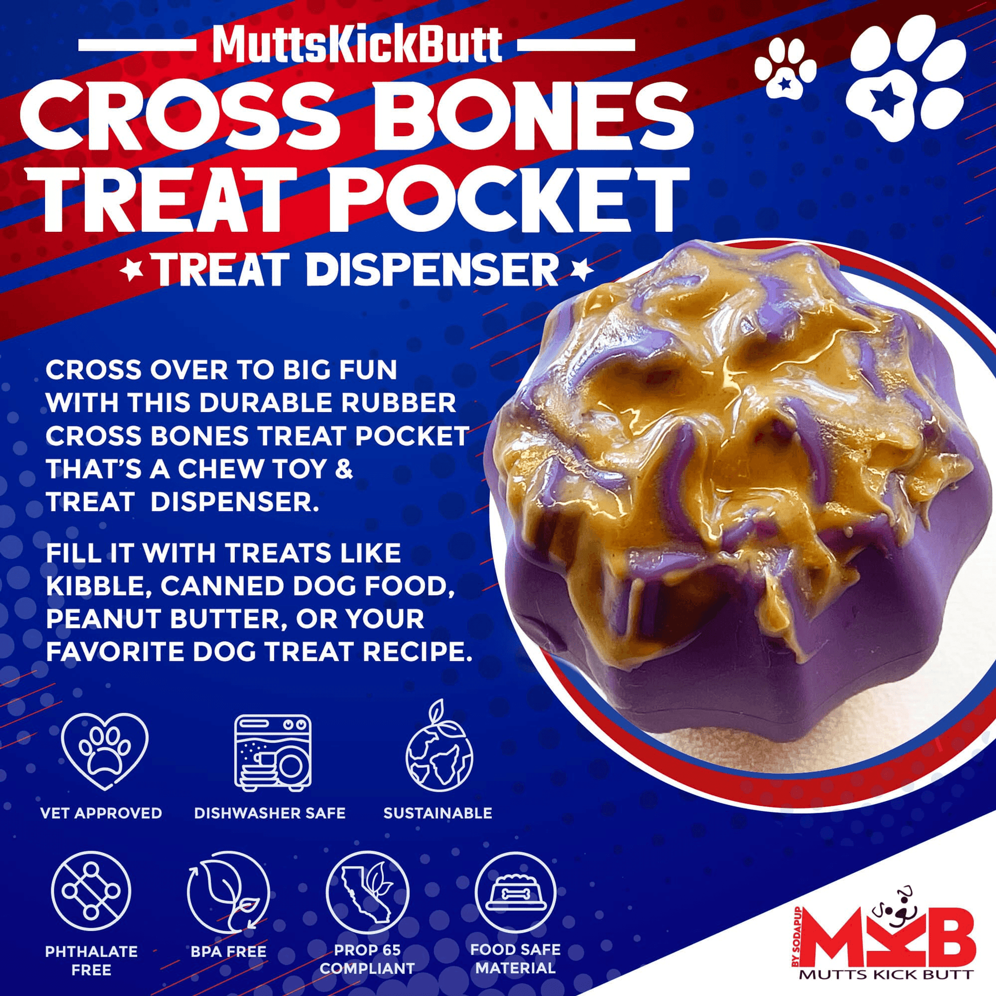 MKB Cross Bones Treat Pocket for Medium Power Chewers-3