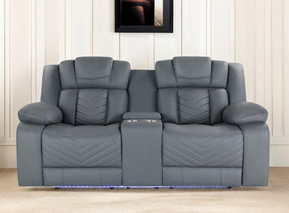75" Light Gray Faux Leather Power Reclining Loveseat With Storage-0