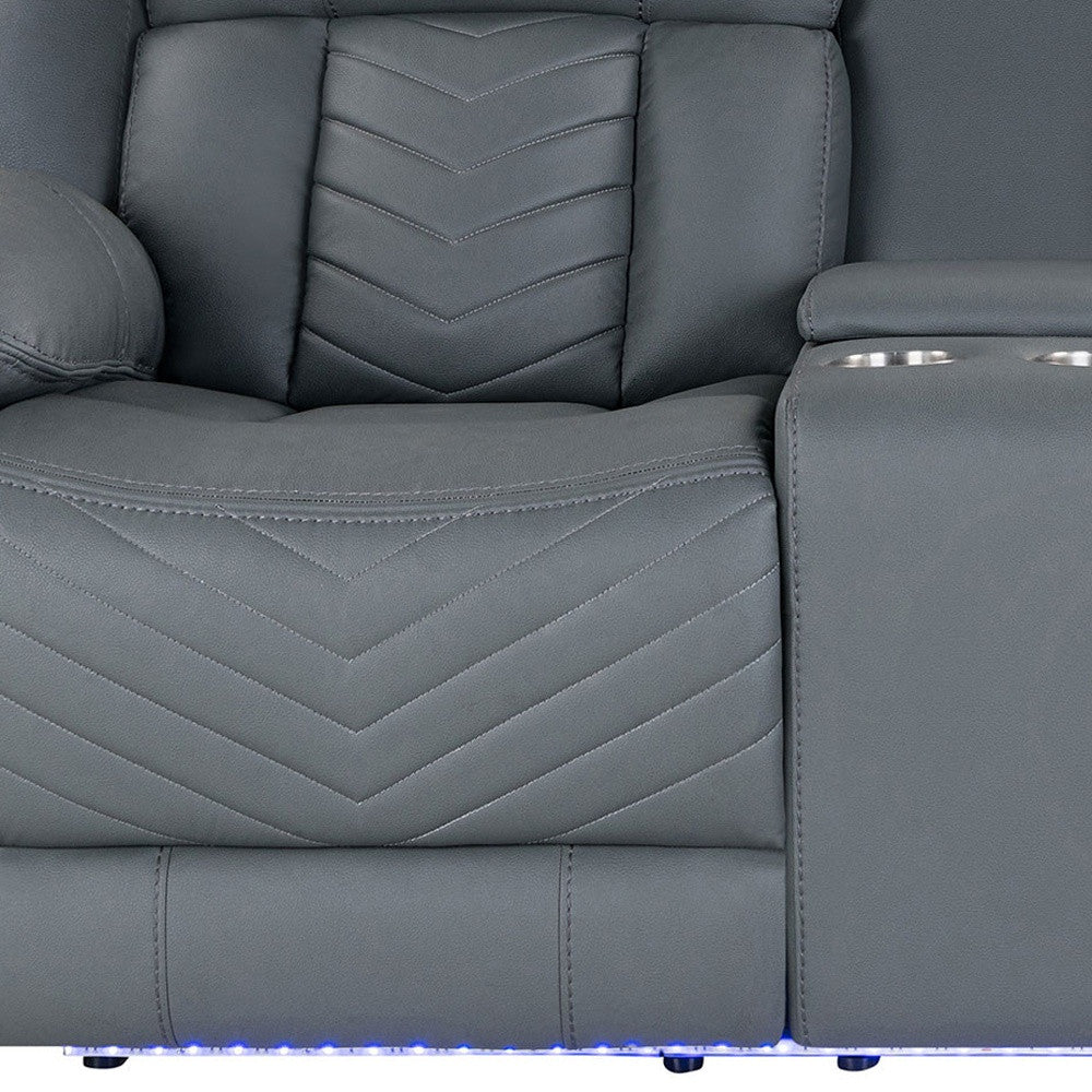 75" Light Gray Faux Leather Power Reclining Loveseat With Storage-7