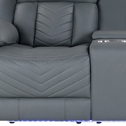 75" Light Gray Faux Leather Power Reclining Loveseat With Storage-7