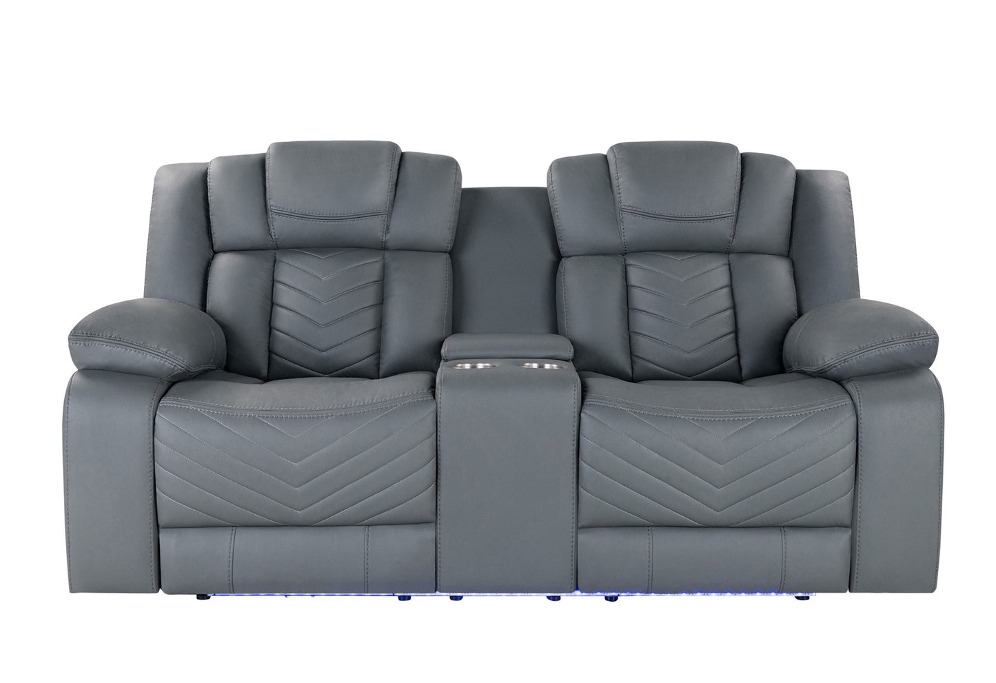 75" Light Gray Faux Leather Power Reclining Loveseat With Storage-6