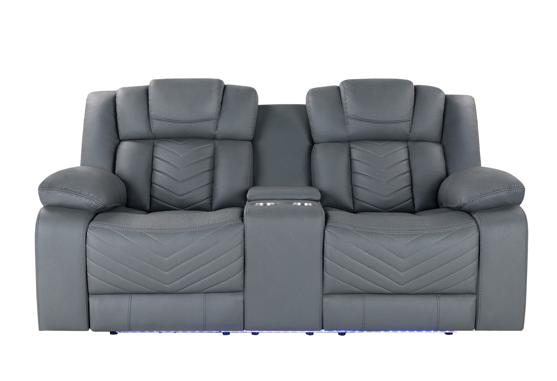 75" Light Gray Faux Leather Power Reclining Loveseat With Storage-6