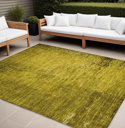 8' X 10' Gold Abstract Washable Non Skid Indoor Outdoor Area Rug-0