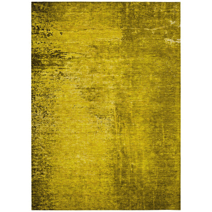 8' X 10' Gold Abstract Washable Non Skid Indoor Outdoor Area Rug-1