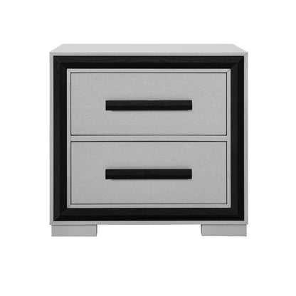 25" Gray and Black Two Drawer Wood Nightstand-1