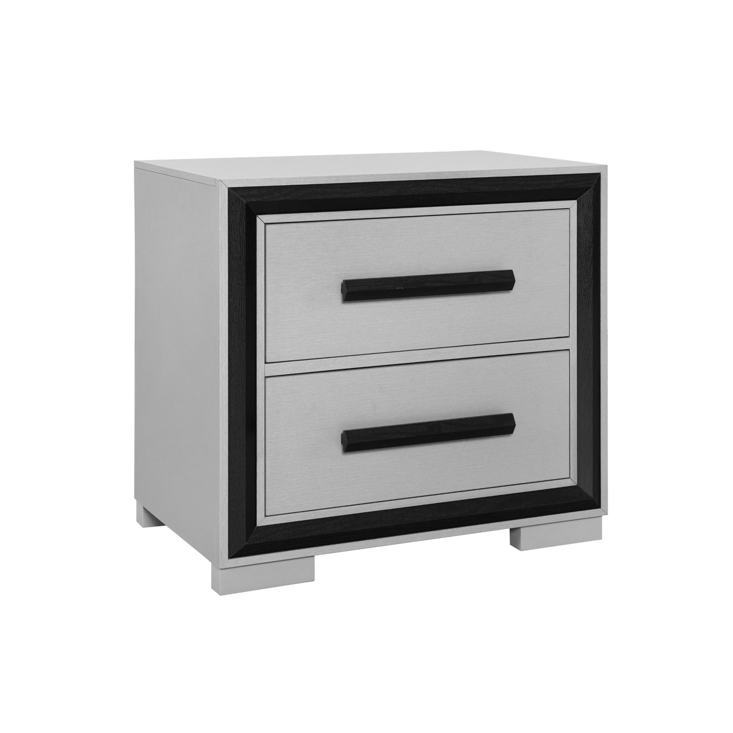 25" Gray and Black Two Drawer Wood Nightstand-2