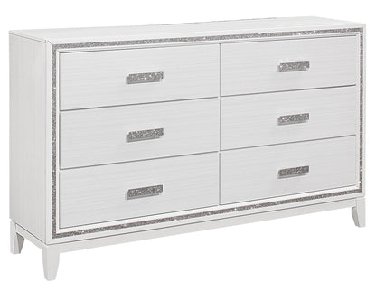 63" White And Silver Faux Crystal Bling Wood Six Drawer Double Dresser-2