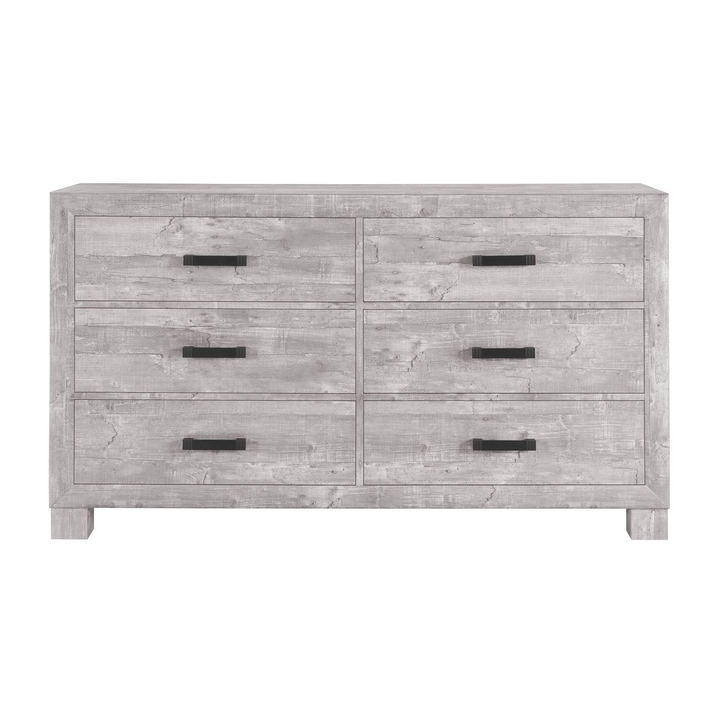 59" Gray Wood Six Drawer Double Dresser-1