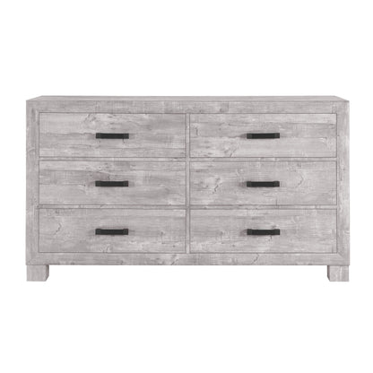 59" Gray Wood Six Drawer Double Dresser-1
