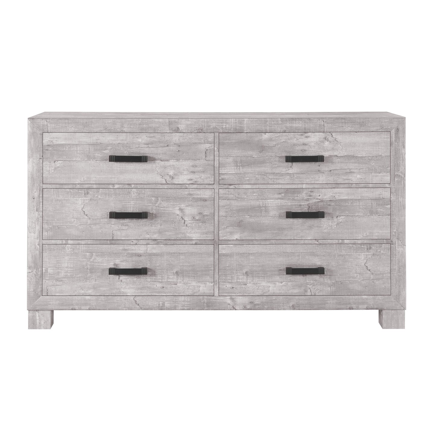 59" Gray Wood Six Drawer Double Dresser-2