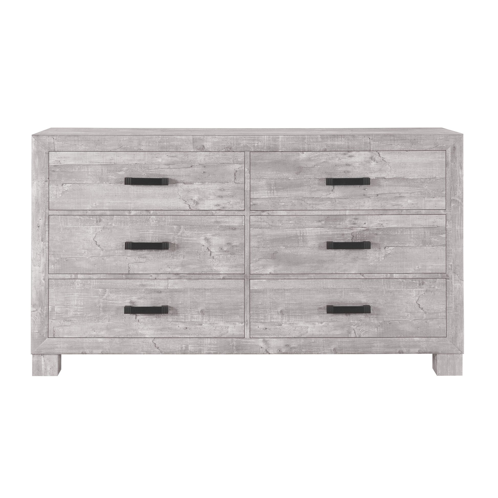 59" Gray Wood Six Drawer Double Dresser-3