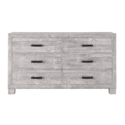59" Gray Wood Six Drawer Double Dresser-3