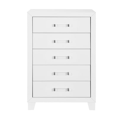49" White Wood Five Drawer Dresser-2
