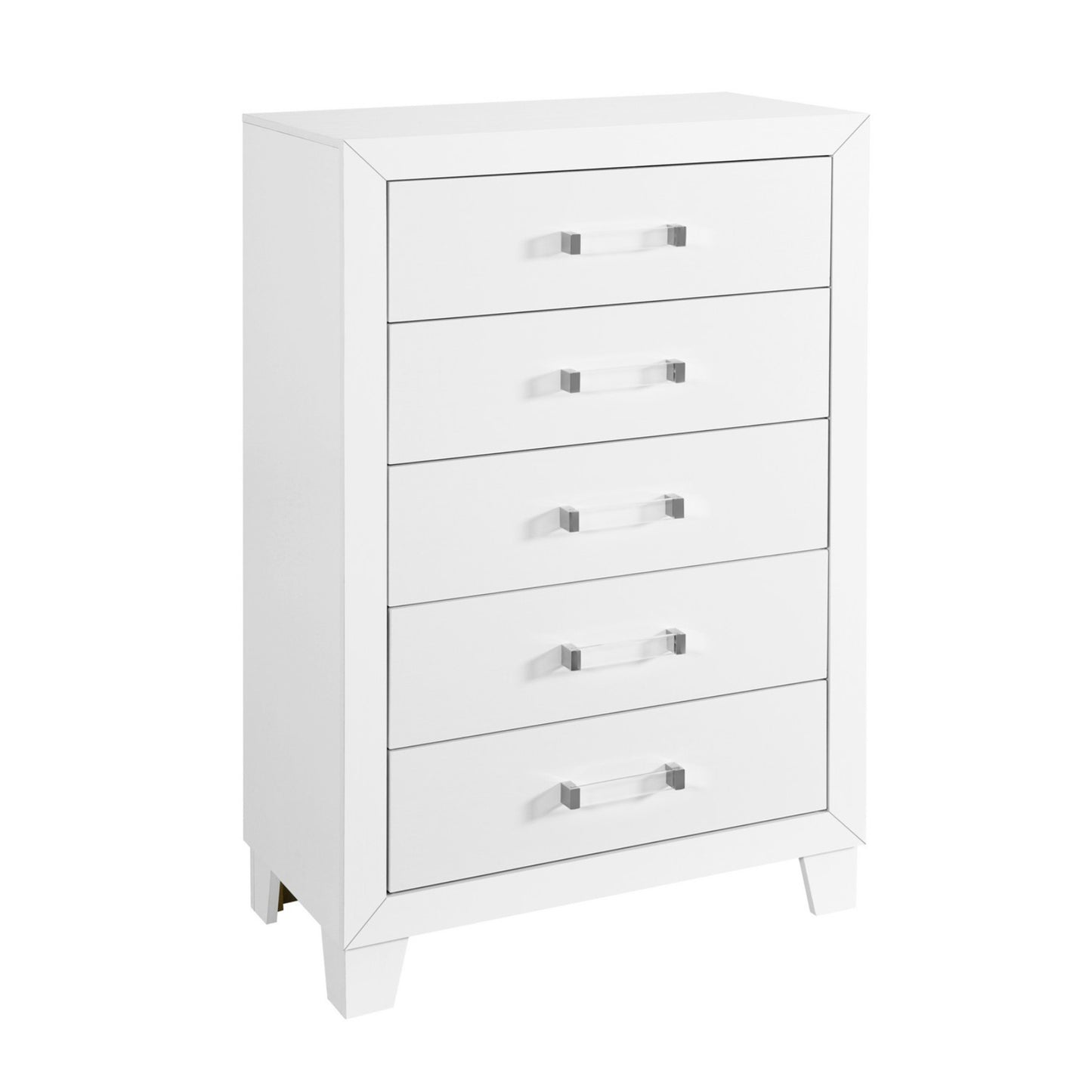 49" White Wood Five Drawer Dresser-1