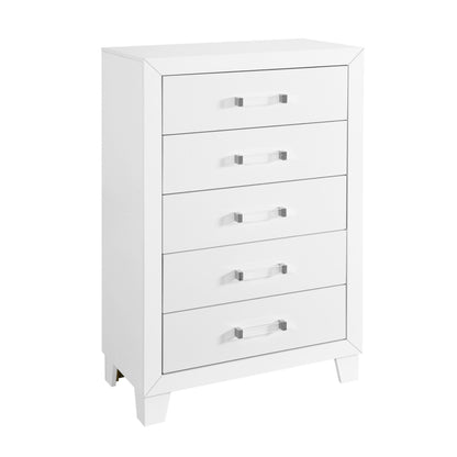 49" White Wood Five Drawer Dresser-1