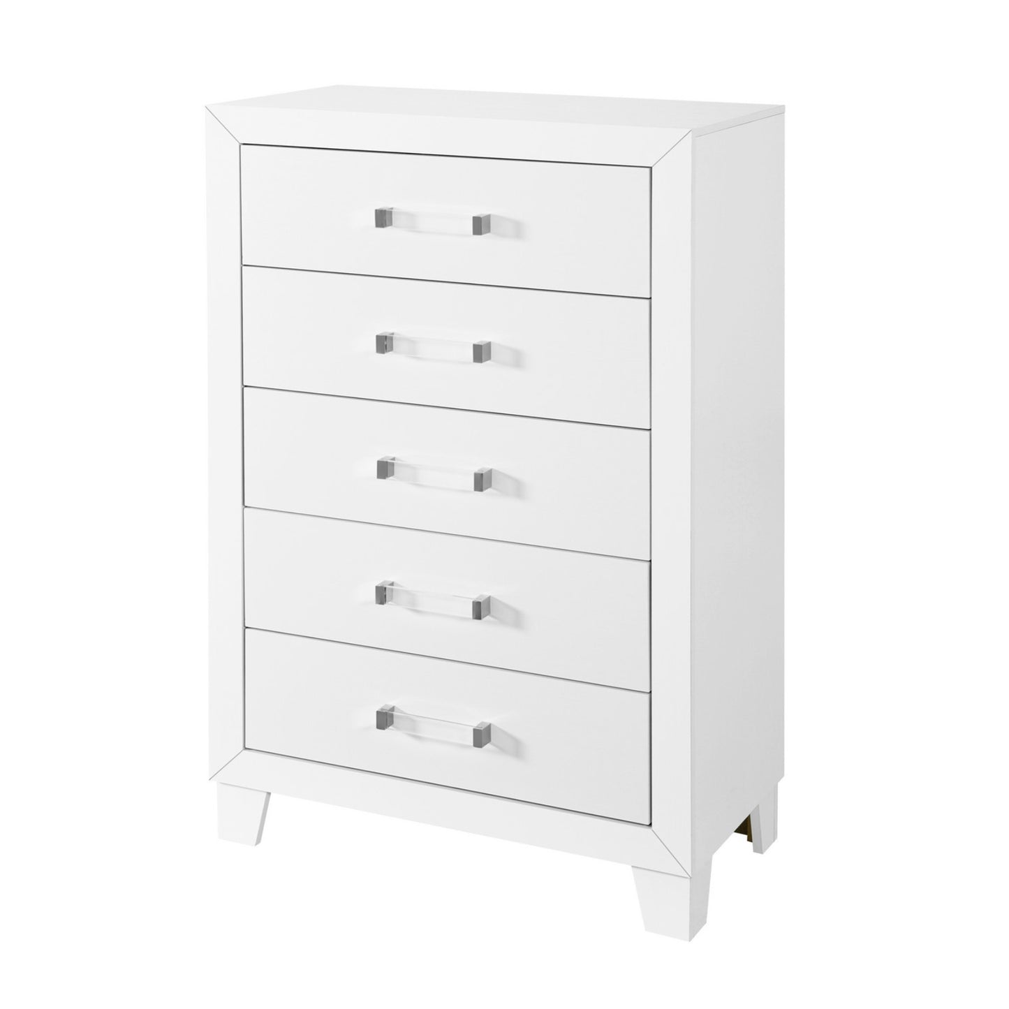 49" White Wood Five Drawer Dresser-3
