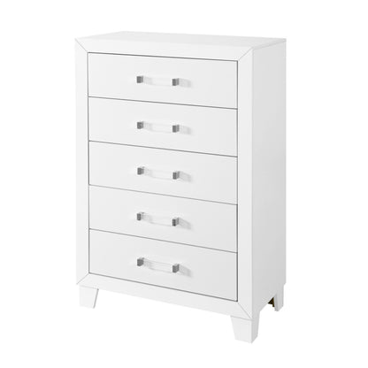 49" White Wood Five Drawer Dresser-3