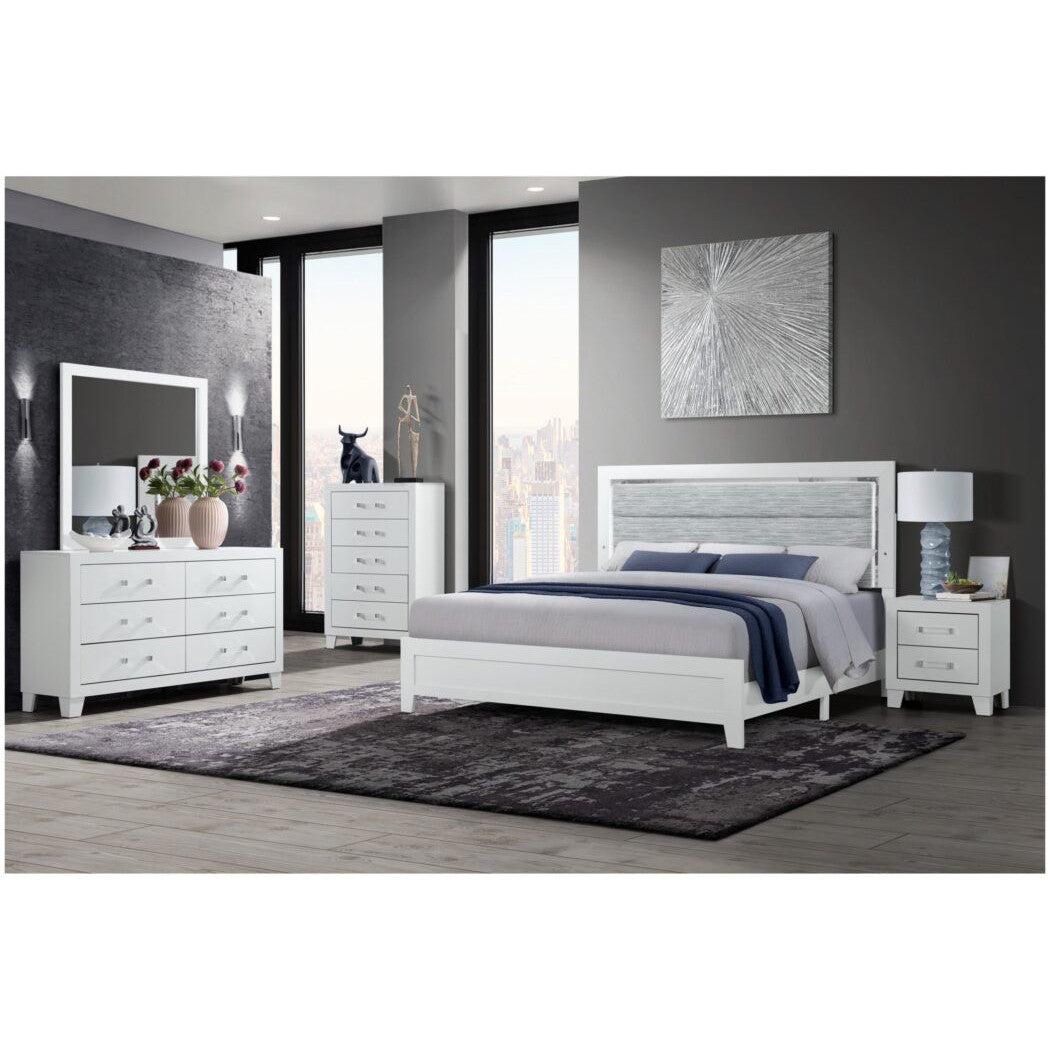 49" White Wood Five Drawer Dresser-6