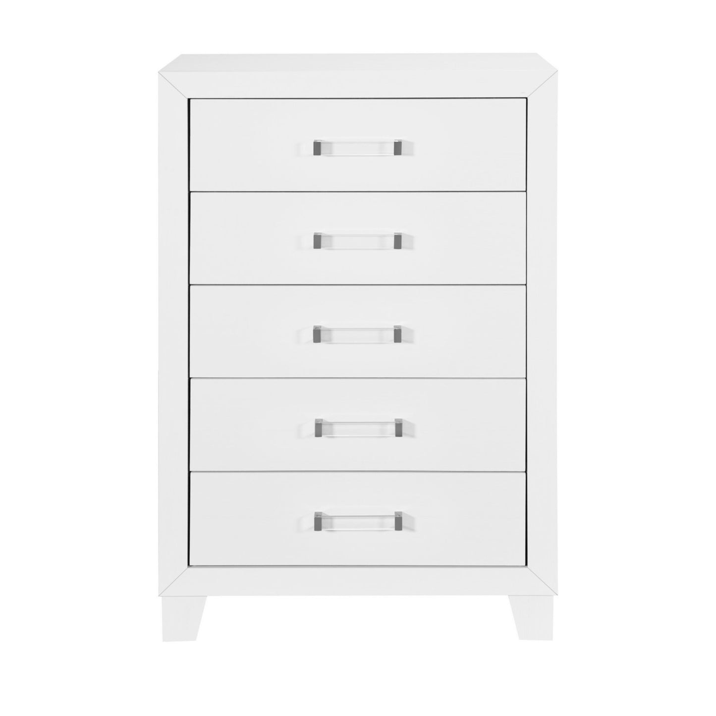 49" White Wood Five Drawer Dresser-4