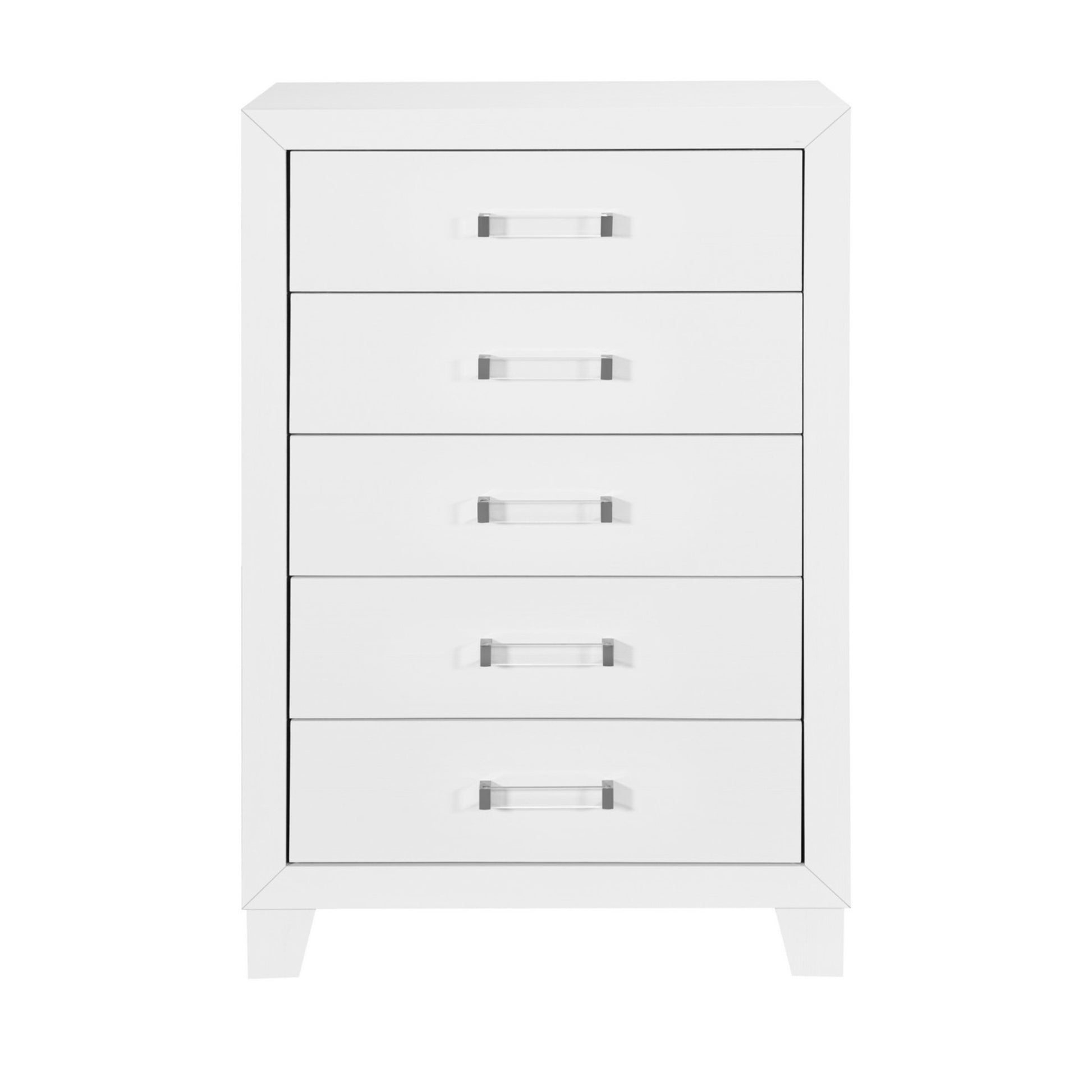 49" White Wood Five Drawer Dresser-5