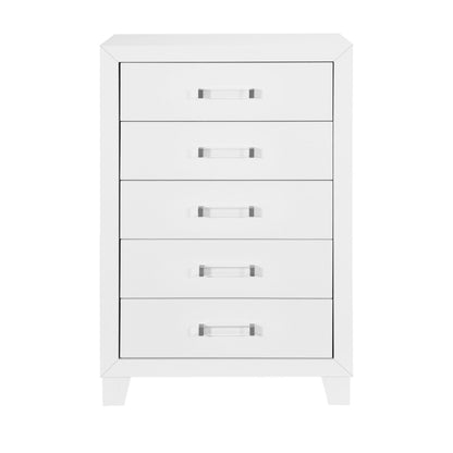 49" White Wood Five Drawer Dresser-5