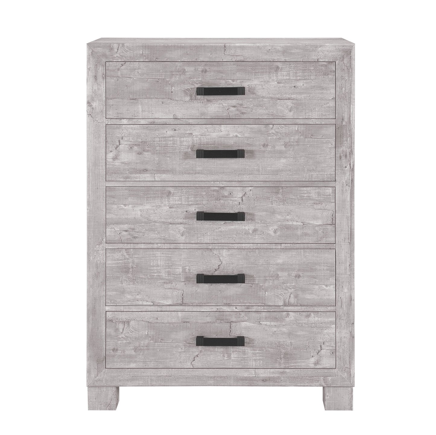 48" Gray Wood Five Drawer Dresser-0