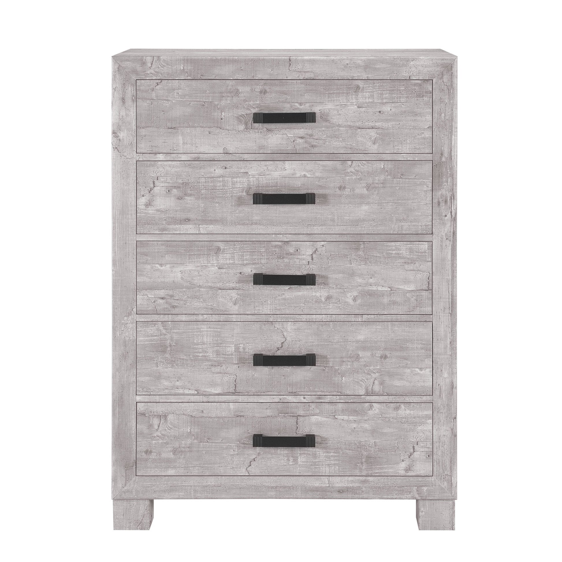48" Gray Wood Five Drawer Dresser-0