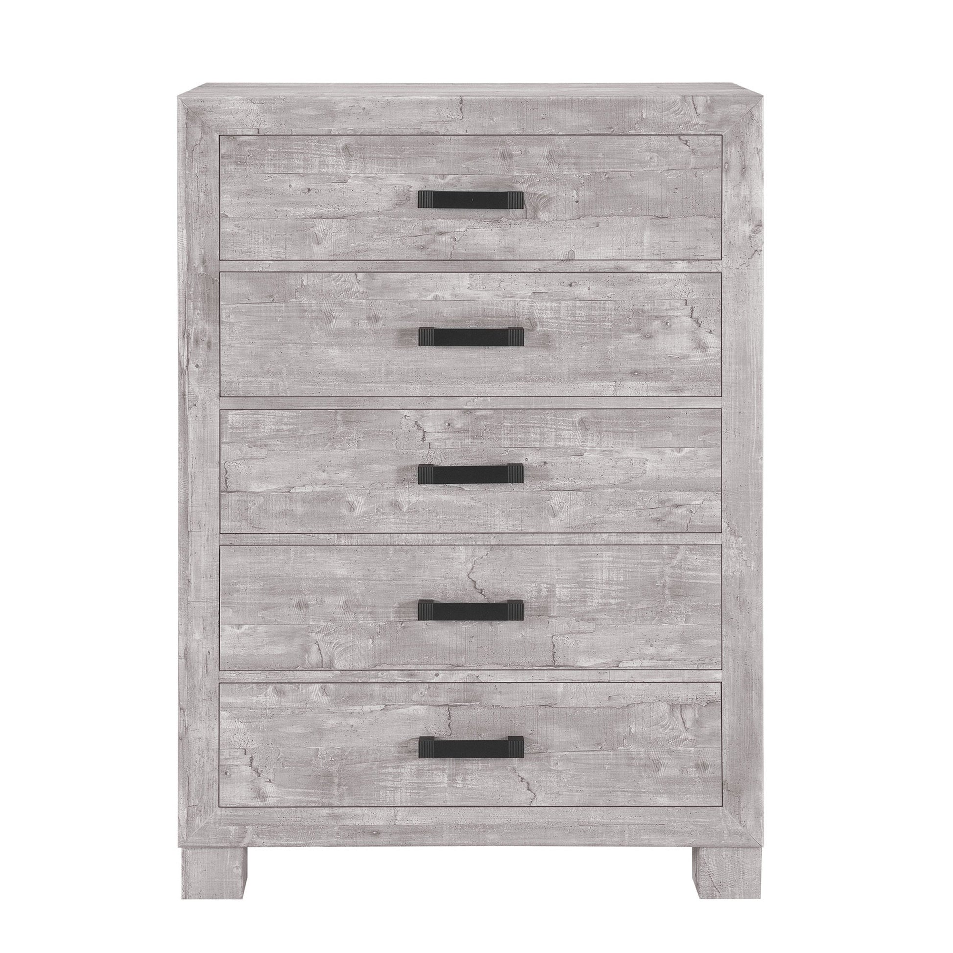 48" Gray Wood Five Drawer Dresser-4