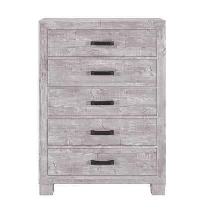 48" Gray Wood Five Drawer Dresser-5