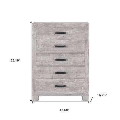 48" Gray Wood Five Drawer Dresser-7