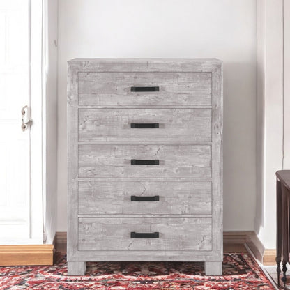 48" Gray Wood Five Drawer Dresser-1