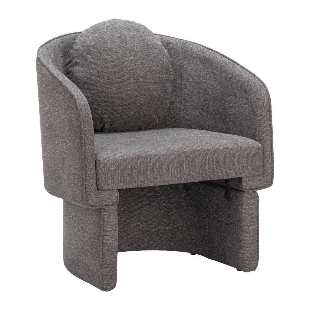 28" Gray Upholstered Club Chair And Toss Pillow-0