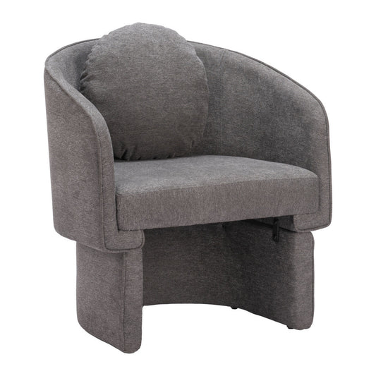 28" Gray Upholstered Club Chair And Toss Pillow-0