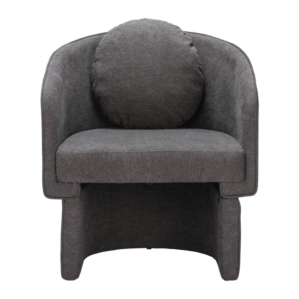 28" Gray Upholstered Club Chair And Toss Pillow-3