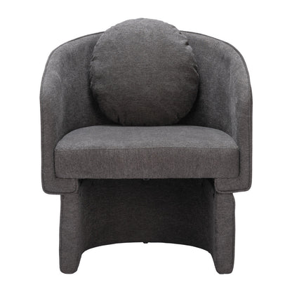 28" Gray Upholstered Club Chair And Toss Pillow-3