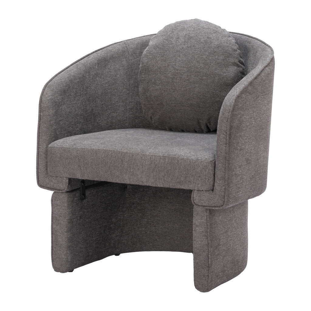 28" Gray Upholstered Club Chair And Toss Pillow-5