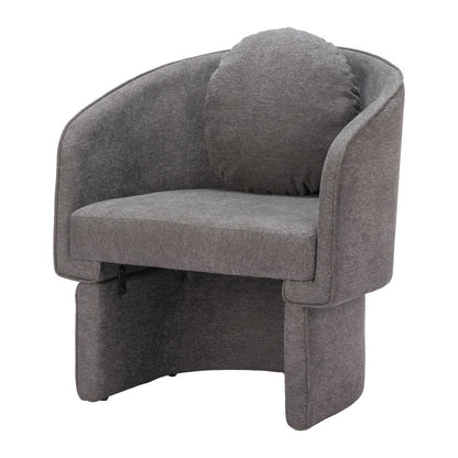 28" Gray Upholstered Club Chair And Toss Pillow-5