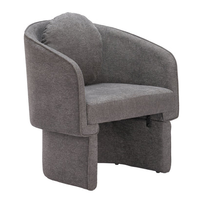 28" Gray Upholstered Club Chair And Toss Pillow-6