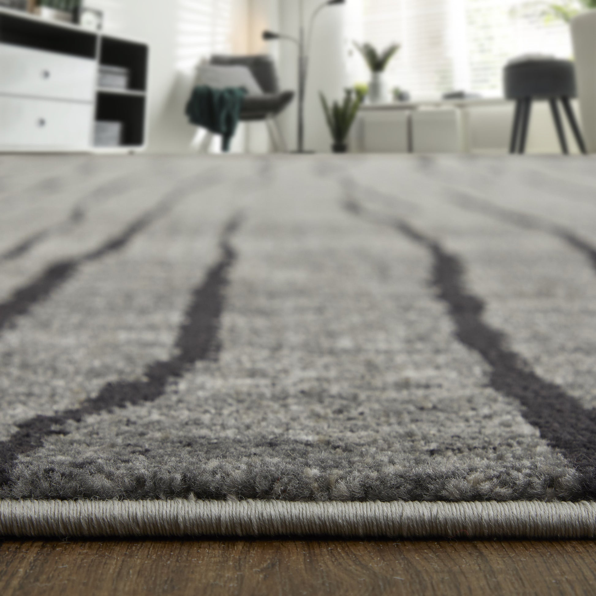5' X 8' Gray and Black Abstract Power Loom Area Rug-8