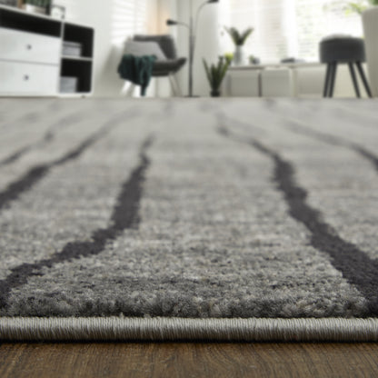 5' X 8' Gray and Black Abstract Power Loom Area Rug-8