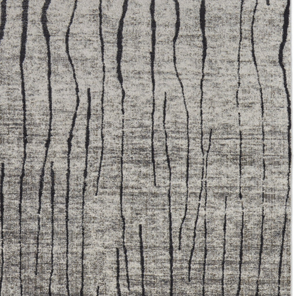 5' X 8' Gray and Black Abstract Power Loom Area Rug-3